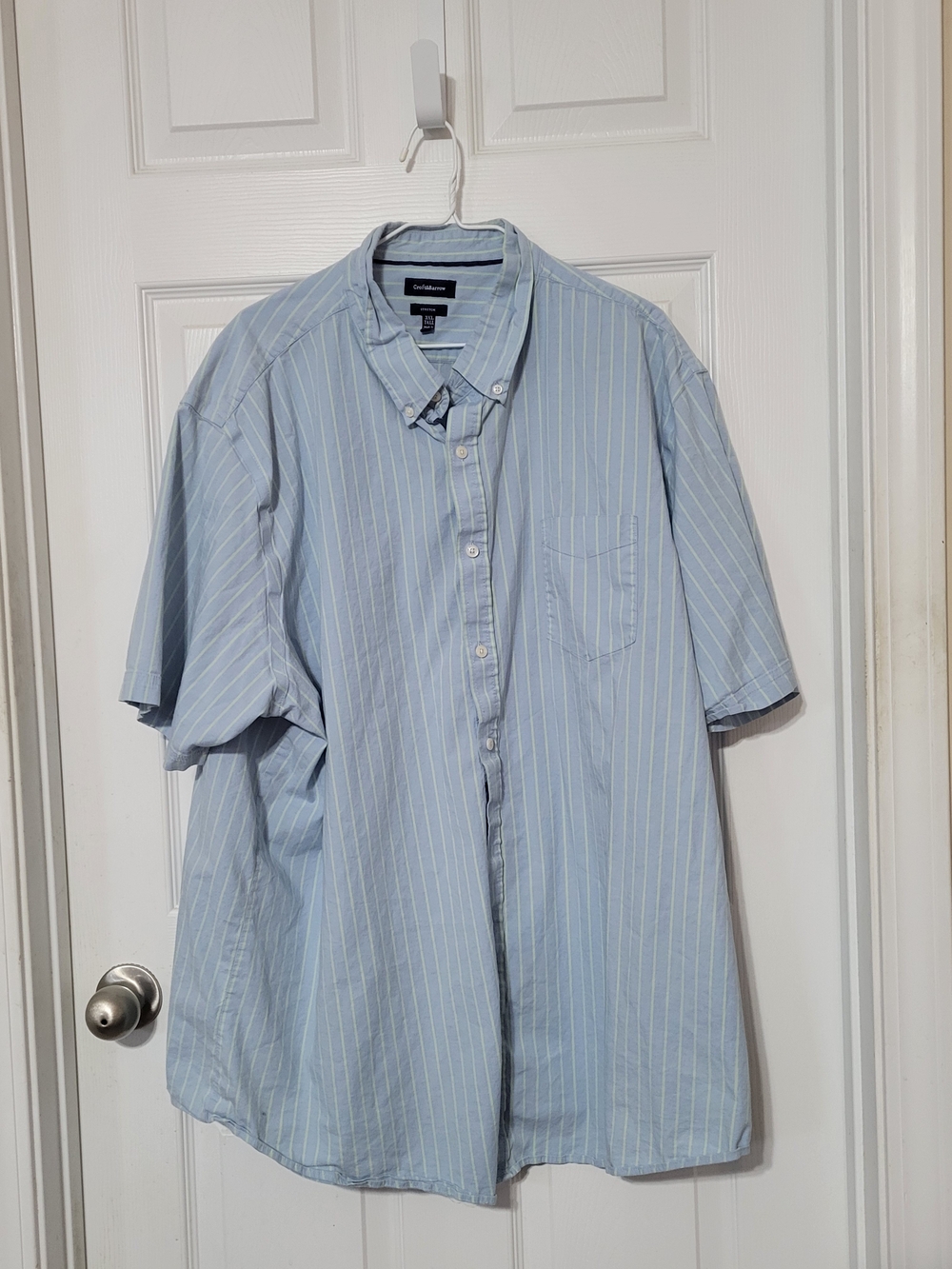 Croft & Barrow- Light Blue & Light Green Striped Short-Sleeve Button-Down Shirt